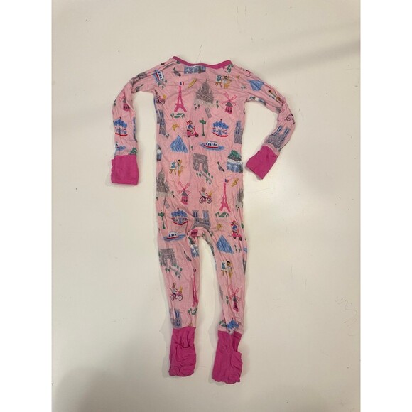 Little Sleepies Weekend In Paris Print Zippy Pajamas 12–18M Bamboo Pink - Picture 2 of 6